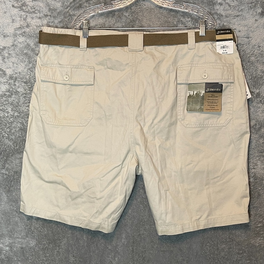 St Johns Bay Men Twill Hiking Cargo Shorts 46 Big Tall NWT Belted Comfort Waist